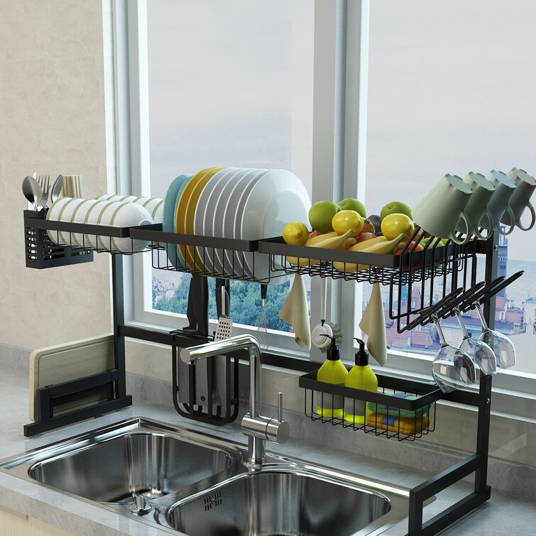 Stainless steel over discount sink draining dish rack